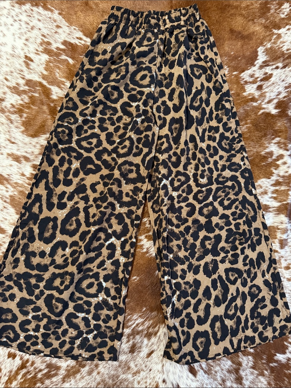 SHEIN Leopard Print Wide Leg Pants in Brown and Black